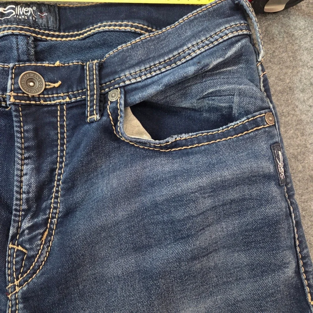 Silver Jeans Co Grayson Jeans Mens 33x32 Dark Wash Straight Leg Stretch Denim